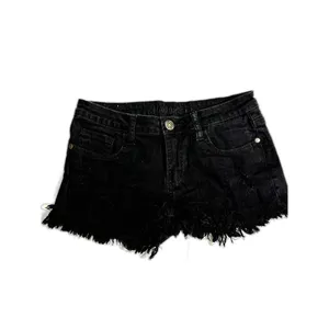 Machine Nouvelle Mode Black Denim Shorts Frayed Hems Size 28 USA Medium thumbnail 3