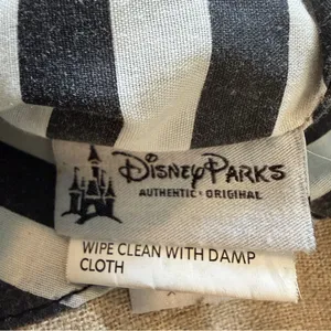 Disney Beige and Black Patch Canvas Tote with Striped Handles thumbnail 4