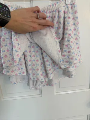 Peach Love California Floral Bow Crinkle Flutter Skort Large thumbnail 2