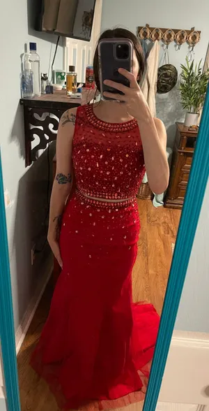 Milano Formals Red Prom Dress thumbnail 1