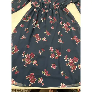 LOFT‎ Floral Midi Dress Ruffle Neck Tie Long Sleeve S thumbnail 4