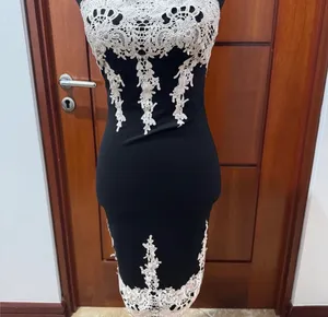 Haute Monde NWOT Elegant Black Dress with White Lace Detailing thumbnail 6