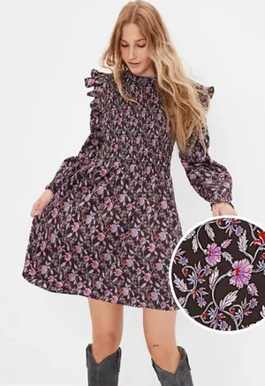 NWOT GAP XS Smocked Ruffle Sleeve Mini Dress‎ thumbnail 1