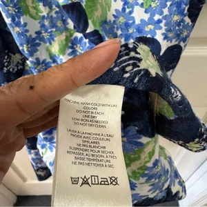 Free People Floral Mini Dress Blue Green Flowy‎ V Neck Size LG Moon Chaser thumbnail 9