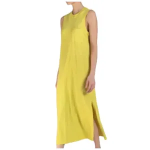 ATM Anthony Thomas Melillo Maxi Dress Womens Small Yellow Pima Cotton Slub comfy thumbnail 2