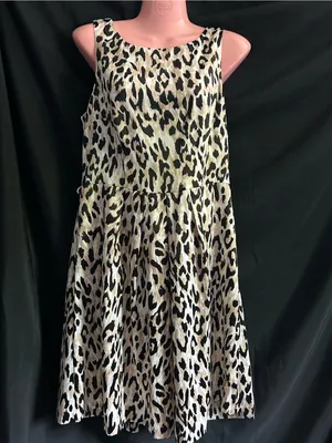 White House Black Market Women’s Leopard Print Sleeveless A-Line Dress SZ 8 thumbnail 2