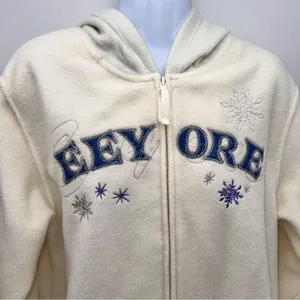 Disney Eeyore Fleece Zip Front Jacket w/Kangaroo Pockets & Eeyore Patch-Size 7-9 thumbnail 2