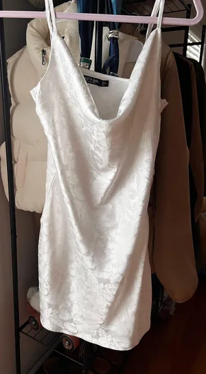 White Silk Nasty Gal Dress thumbnail 1