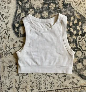 Aerie offline white ribbed workout top thumbnail 1