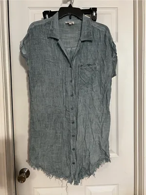 Umgee Light Blue Button-Down Swim Coverup thumbnail 2