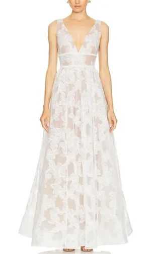 Bronx and Banco Lily Blanc Embroidered Gown US2/XS thumbnail 1