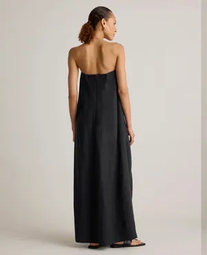 Quince 100% Linen Strapless Maxi Dress - Black thumbnail 4