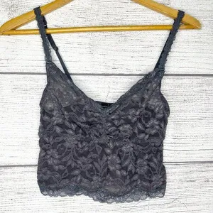 Moda International Sheer Gray Lace Bralette Size Small thumbnail 1