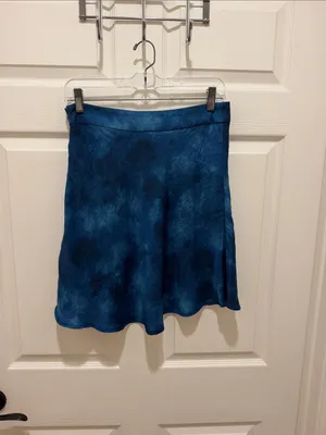 Free People Martine Blue Tie-Dye Flirty Mini Skirt with Front Slit Boho - Size 8 thumbnail 6