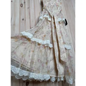 NWT Lulus Dolora Blush Floral Bustier Tiered Midi Dress Romantic Cottage Size S thumbnail 6