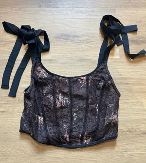 free people cropped corset lace top thumbnail 1