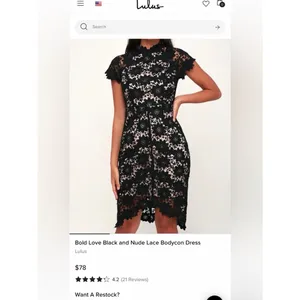 NWT Lulus Women’s Bold Love Black and Nude Lace Bodycon Midi Dress Size Small thumbnail 3