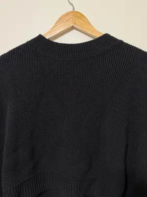 Free People Easy Street Crop Pullover Sweater Size Small Black Oversized Knit thumbnail 4