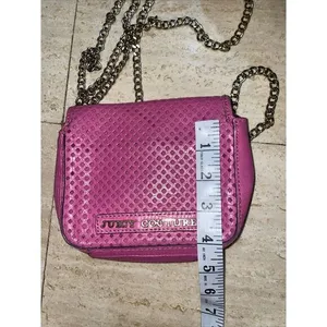 JUICY COUTURE Hot BARBIE‎ Pink Leather Crossbody Shoulder Bag Gold Chain thumbnail 8