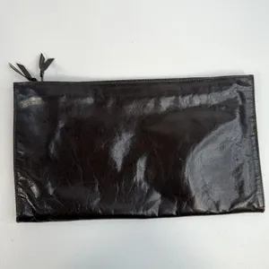 VTG M.F. Marangi Chocolate Brown Leather Snake Skin Clutch‎ Bag Purse Zip Italy thumbnail 4