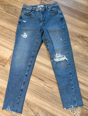 Garage blue mom jeans with distressed details. Size 1 thumbnail 1