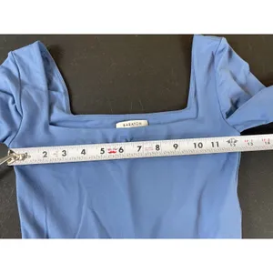 Babaton Aritzia Contour Bodysuit Blue Square Neck Long Sleeve Fitted S thumbnail 11