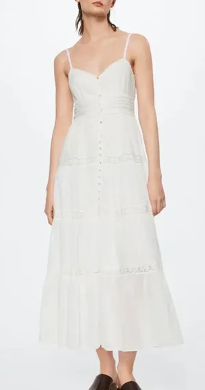 Mango White Cotton Tiered Dress thumbnail 8