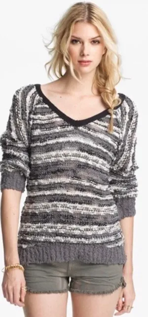 Free People Striped Sweater Size Large thumbnail 1
