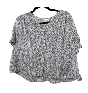 Reformation Adeline Byron Floral Paisley Short Sleeve Blouse Size Large - READ thumbnail 1