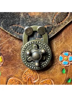 Handmade Handcrafted Brown Floral Tooled Leather Crossbody Bag thumbnail 3