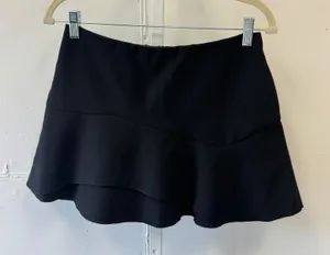 Zara Woman Black Ruffle Tiered Mini Skirt Size Medium Flounce Hem Hidden Zip thumbnail 1