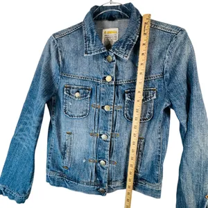 J.Crew Classic‎ Denim Trucker Jacket ATQ Sanded Blue XS Moto Grunge Rock Capsule thumbnail 7