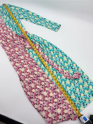 Diane Von Furstenberg Two-Tone Pink & Aqua Wrap Midi Dress thumbnail 9
