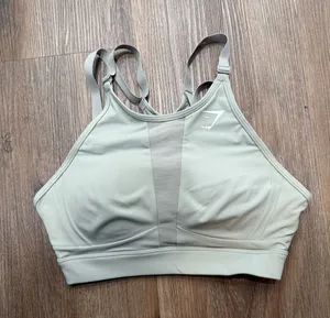 Gymshark Medium Support Sports Bra Light Grey Mesh Panel‎ Adjustable Straps S thumbnail 1