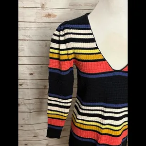 Free People multicolored Gidget sweater striped V-neck minidress Size XS thumbnail 4