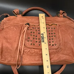 MONI MONI Cinzia Moniaci Brown Italian Leather Studded Splendor Tote Satchel Bag thumbnail 8
