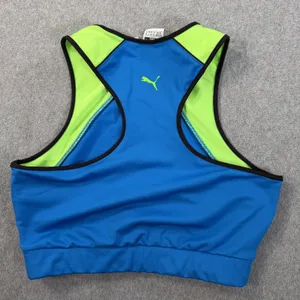 PUMA Women's XL Activewear Crop Top Blue Neon Green Racerback Athletic Workout thumbnail 6