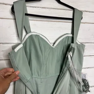 Azazie Agave Green Sheath Sweetheart Neckline Stretch Satin Dress Size 12 thumbnail 11
