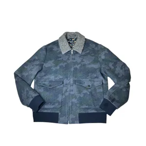 Paisley & Gray‎ Camo Bomber Jacket Blue Grey Faux Shearling Collar Slim Fit XL thumbnail 6