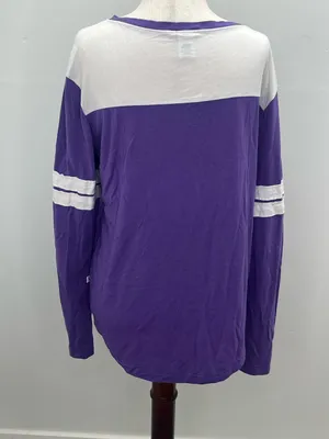 Venley K-State Wildcats Women’s Colorblock Logo Long Sleeve V-Neck Shirt Medium thumbnail 4