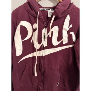 PINK Victoria's Secret Hoodie Women Medium Maroon‎ Full Zip Graphic Sweatshirt thumbnail 2