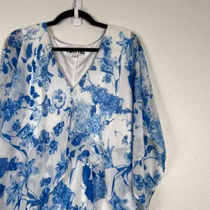 Vicky Tiel Women's Chiffon Floral Maxi Dress Sz 1X thumbnail 2