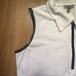 T By Talbots White And Black Active Sleeveless Polo‎ Zip Top Size Small thumbnail 6