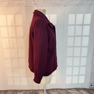 Vintage Woolrich Burgundy 100% Pure Wool Full Zip Bomber Jacket Size Medium thumbnail 4