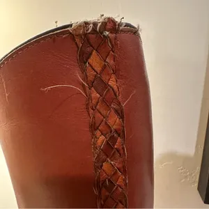 Frye Vintage Braided Sabrina Amber Brown Knee High Tall Boot Women's size 6 thumbnail 12