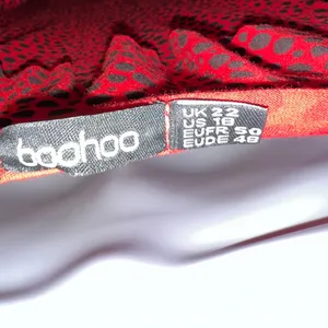 Boohoo Red Asymmetrical Ruffled faux Wrap Dress thumbnail 10