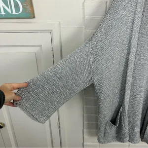 Aerie Grey Chunky Open Knit Oversized Cardigan Sweater Size XS/S thumbnail 4
