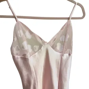 Frederick’s of‎ Hollywood Mini Satin Dress Baby Pink Hearts Print Vintage Small thumbnail 5