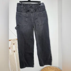 Free People Jeans We The Free Denim Jean Major Leagues VTG Black Mid-Rise Boho thumbnail 5