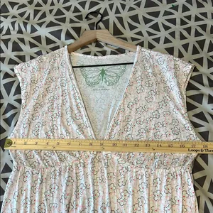 American Rag Cie Soft Cotton Modal Floral Cap Sleeve V Neck Babydoll Tunic Top L thumbnail 9